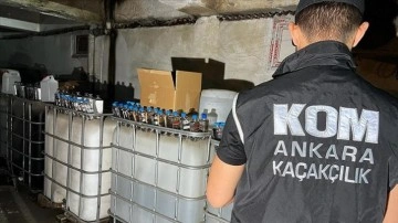 Ankara'da gerçek olmayan içki imalatı düşüncesince hazırlanmakta olan kısaca 35 titrem etil içki ele geçirildi