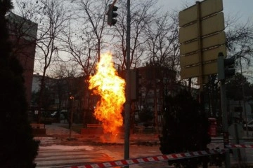 Başkent’te doğalgaz borusu patladı