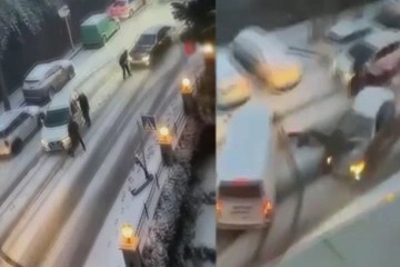 Beşiktaş’ta feci kaza: Kayan arabanın çarptığı yayalar metrelerce savruldu
