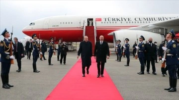 Cumhurbaşkanı Erdoğan Fuzuli Uluslararası Havalimanı'na gerileyiş işleyen önce mevki başkanı oldu