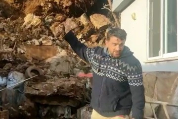 Dev kaya parçası 30 metre yükseklikten evin üzerine düştü, 4 kişi ölümden döndü