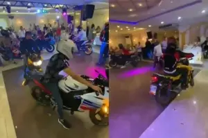 Düğünde motosiklet şov: Damadın arkadaşlarının yaptığını görenler şaşkına döndü