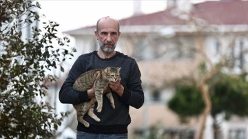 Emekli madenci deprem dalında şahısların ve kedilerin yaşamına dokundu
