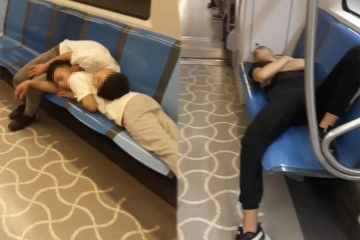 Kartal’da pes dedirten görüntü: Marmaray’da koltuklara uzanıp uyudular