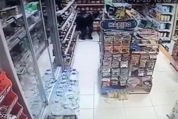 Markete giren hırsız, işyeri sahibi tarafından sopayla kovalandı