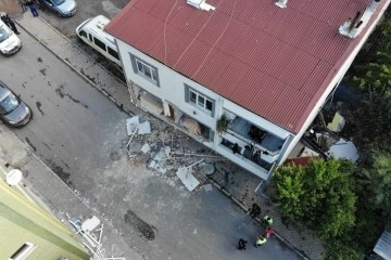 Mutfak tüpü patlamasının meydana geldiği bina havadan görüntülendi