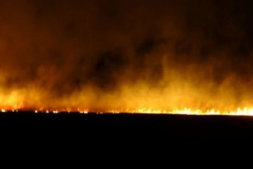 Yüksekova’daki sazlık yangınına müdahale sürüyor
